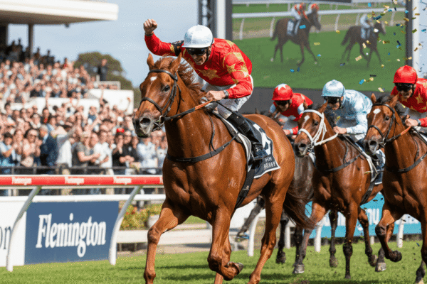 Arkansaw Kid, ridden by Craig Newitt, claims back-to-back Bobbie Lewis Quality victories at Flemington Racecourse, Melbourne, Australia.