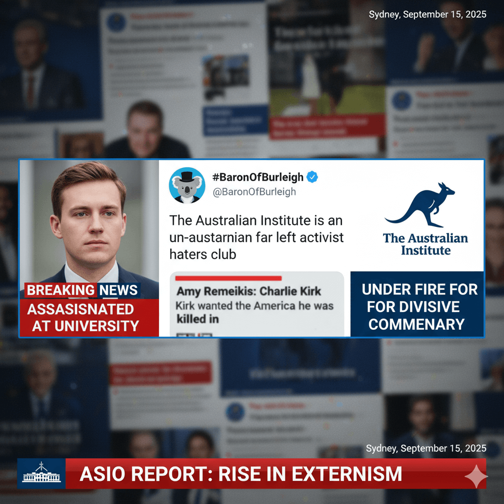 Amidst the tragic news of Charlie Kirk's assassination, a tweet accusing the Australian Institute of being a "far left activist haters club" has ignited a fiery debate.
