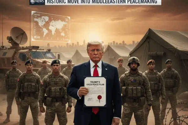 Australian Defence Force officer attends a multinational briefing with US CENTCOM and Israeli officials in Tel Aviv as part of Gaza peace efforts.