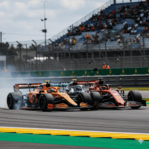 Oscar Piastri's McLaren, Antonelli's Mercedes, and Leclerc's Ferrari collide at F1 Brazil GP.