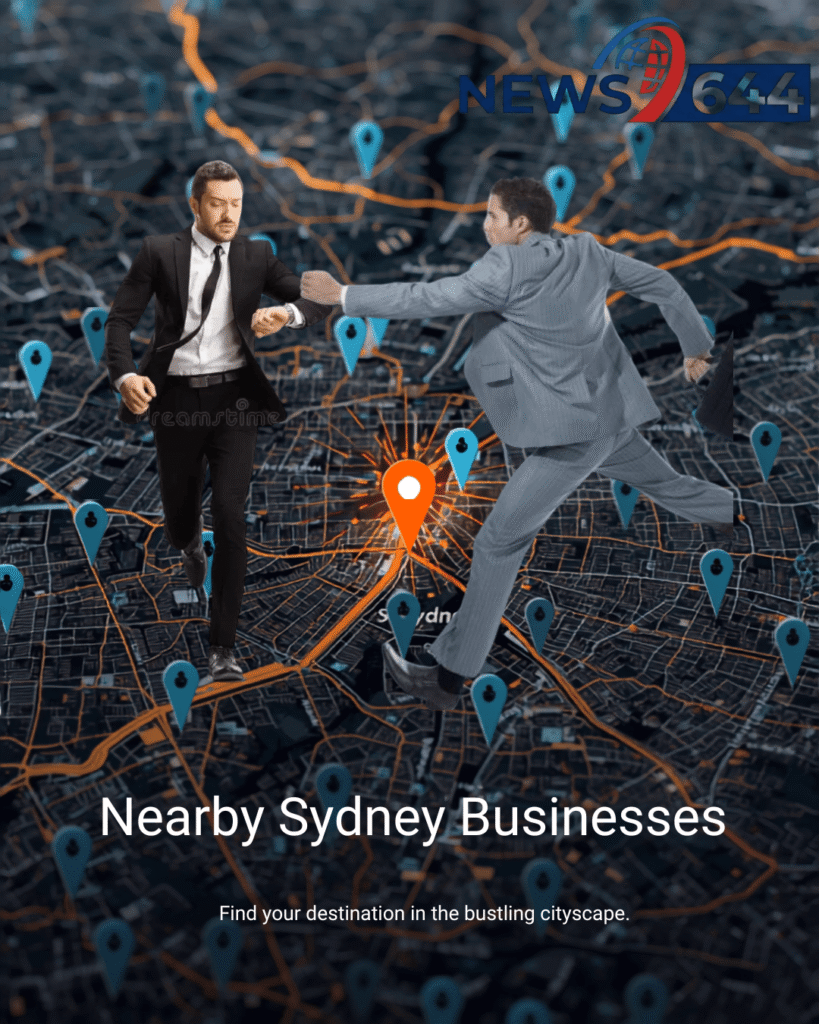 Nearby Sydney businesses shown on Google Maps with one pinned location highlighted